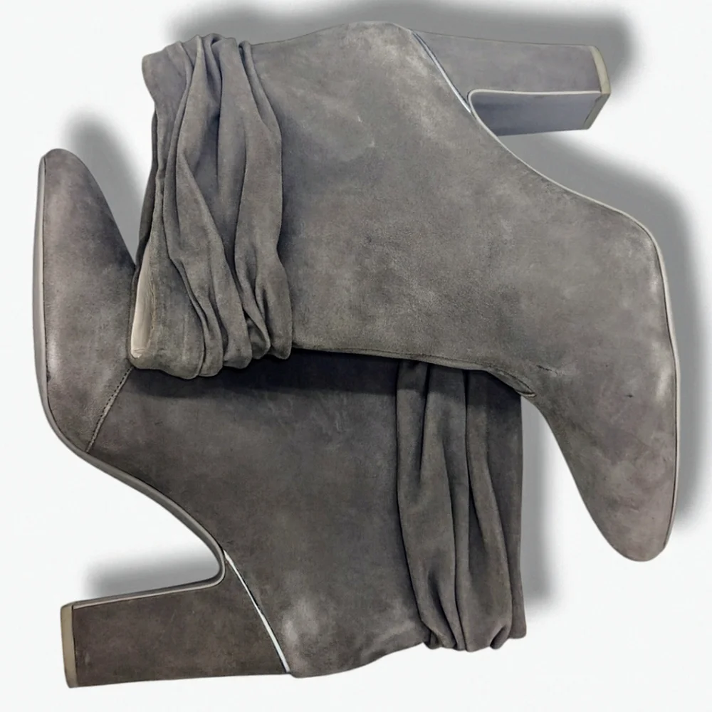 DKNY | Sabel Grey Suede Ultra High Ankle Bootie Heels Women's Size 10 - Picture 7 of 9